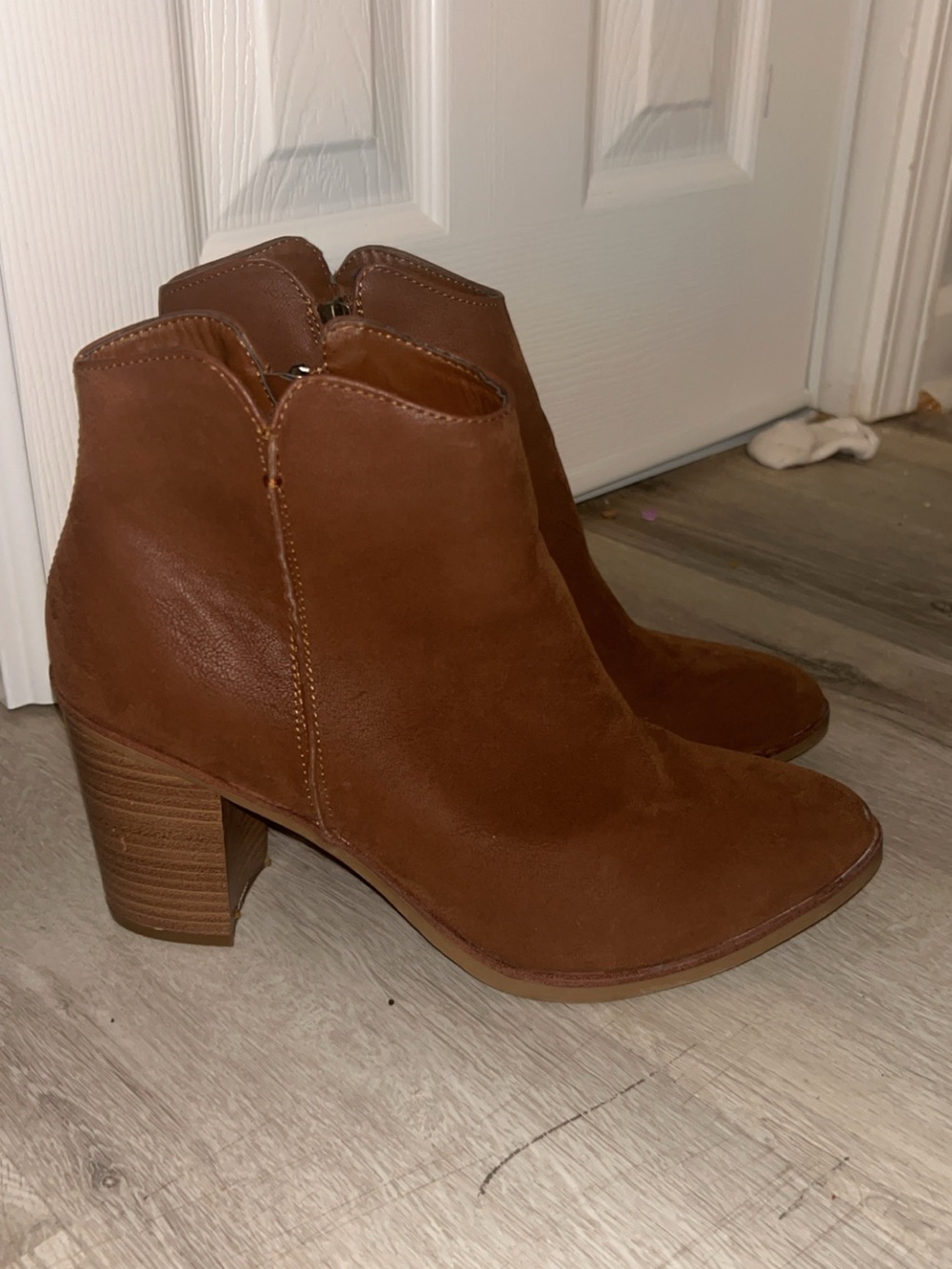 Women’s Brown Suede Ankle Boots - Classic Block Heel